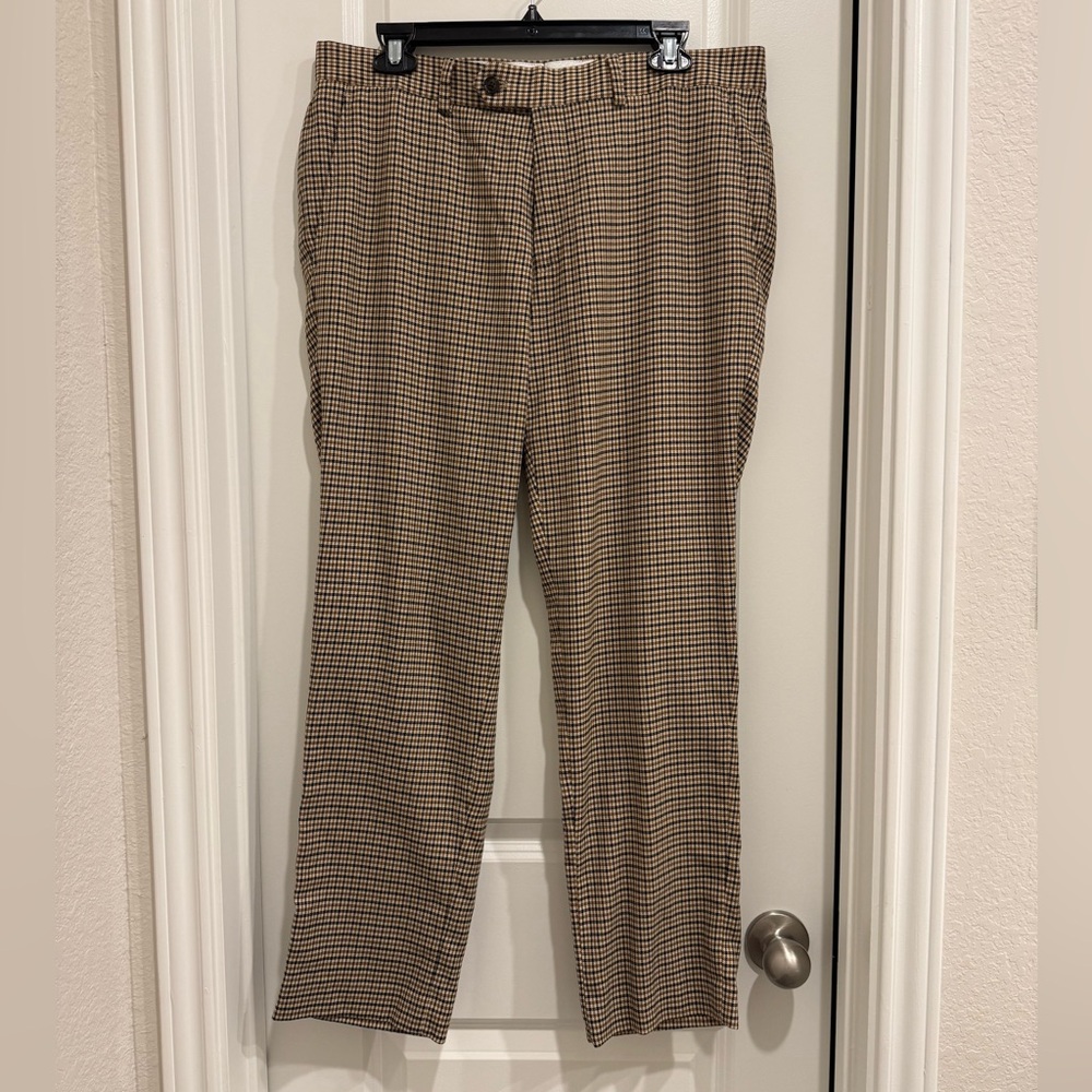 Bar III Men's Tan Checkered Dress Pants